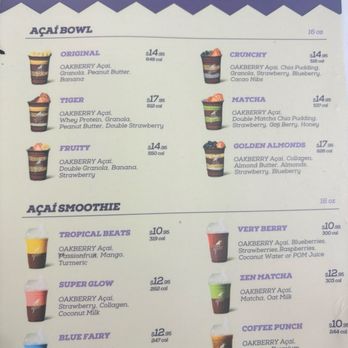 Oakberry Acai - Signature menu including açaí bowls and smoothies - Acai Bowls Near Me - Kapolei, Hawaii