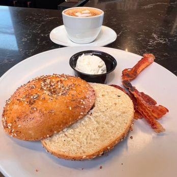 MoonGoat Coffee Roasters - Bagel & cream and bacon - Coffee Roasteries Near Me - Costa Mesa, California