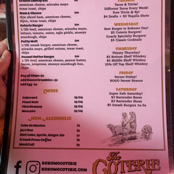 The Coterie - New food menu - Cocktail Bars Near Me - Kokomo, Indiana The Coterie - New food menu - Cocktail Bars Near Me - Kokomo, Indiana