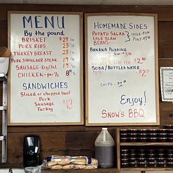 Snow's BBQ - Menu May 2023 - Barbeque Near Me - Lexington, Texas