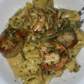Bruninas - Scallops shrimp pesto parpadelli pasta - Pizza Near Me - Naples, Florida Bruninas - Scallops shrimp pesto parpadelli pasta - Pizza Near Me - Naples, Florida