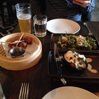 The Dawson - Shrimp Corn Dogs, Shishito Peppers, and a sweet potato (?) dish - American Near Me - Chicago, Illinois The Dawson - Shrimp Corn Dogs, Shishito Peppers, and a sweet potato (?) dish - American Near Me - Chicago, Illinois