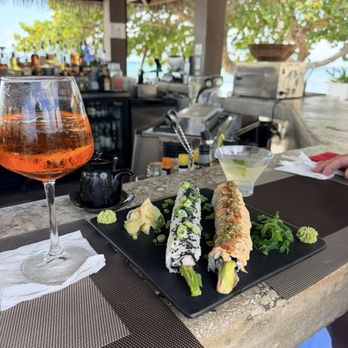 Beauregard's - Our California and spicy tuna roll with an Aperol spritz - Bars Near Me - Christiansted, Virgin Islands