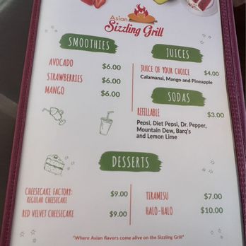 Asian Sizzling Grill - Menu - Drinks - Filipino Near Me - Renton, Washington