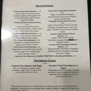 Toasted - Apple Butter Biscuit Bottoms Awakened Bacon Biscuit Bottoms Awakened Bacon Omelet - Breakfast & Brunch Near Me - Calabash, North Carolina Toasted - Apple Butter Biscuit Bottoms Awakened Bacon Biscuit Bottoms Awakened Bacon Omelet - Breakfast & Brunch Near Me - Calabash, North Carolina