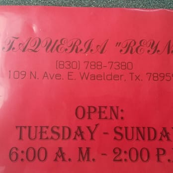 Taquerueria Reyna - Menu 1. - Mexican Near Me - Waelder, Texas Taquerueria Reyna - Menu 1. - Mexican Near Me - Waelder, Texas