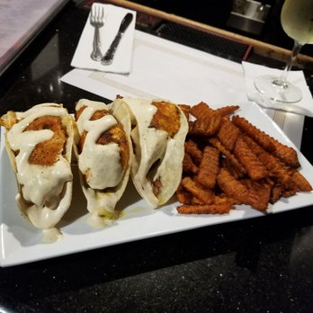Hazelwood Inn - Salmon tacos with Sweet potato fries - New American Near Me - Baltimore, Maryland