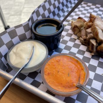 Ciudad - Periperi sauce, Roasted Garlic Aioli and Chimichurri - Tapas/Small Plates Near Me - Seattle, Washington Ciudad - Periperi sauce, Roasted Garlic Aioli and Chimichurri - Tapas/Small Plates Near Me - Seattle, Washington