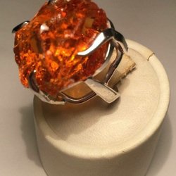 Giallo Barocco - Anello in Argento con Quarzo citrino Naturale grezzo