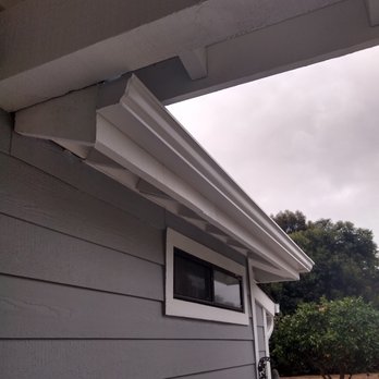 Andy's Rain Gutters - Transition from patio cover to house - Gutter Services Near Me