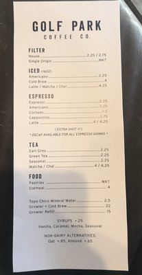Menu photo 2 Golf Park Coffee Lynchburg, VA Menu photo 2 Golf Park Coffee Lynchburg, VA