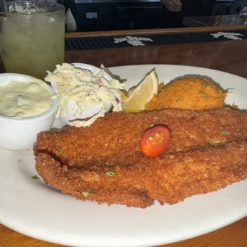 Juno Beach Fish House - Fried Grouper & Sweet Potato Cinnamon Mashed Potatoes - Seafood Near Me - Juno Beach, Florida