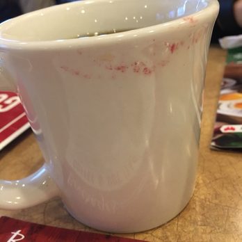 Bob Evans - Dirty lipstick stained cup brought over "as clean" - Breakfast & Brunch Near Me - Mcmurray, Pennsylvania
