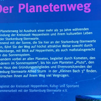 Starkenburg-Sternwarte - Beschreibung des Planetenwegs - Observatories Near Me - Heppenheim, HE