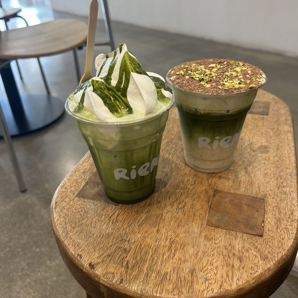 Rien Coffee - Matcha einspanner latte & pistachio cloud latte - Coffee & Tea Near Me - Orange, California