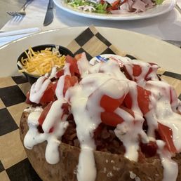 Bacon ranch baked potato and chef salad. Bacon ranch baked potato and chef salad.
