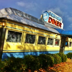 George & Sally's Blue Moon Diner - Beautiful, restored Diner Car from the 1941.  Those aren't real cobwebs in the windows.  They are decorations for Halloween!