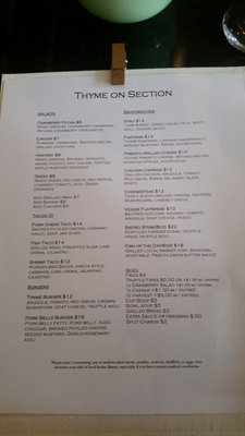 Menu photo 8 Thyme on Section Fairhope, AL Menu photo 8 Thyme on Section Fairhope, AL