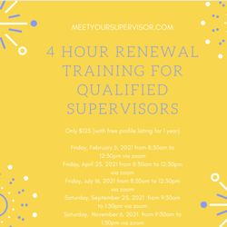 Qualified Supervisor Training - #qualifiedsupervisiontrainings#qualifiedsupervisors#virtualsupervisiontraininingsflorida#supervsiordirectoryflorida
#lmhc#lcsw#lmft#ceu