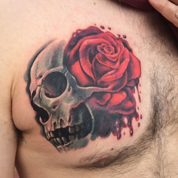 MD Tattoo Studio - Skull and rose (cover-up) by Jamie Lee Parker - Tattoo Near Me - Thousand Oaks, California MD Tattoo Studio - Skull and rose (cover-up) by Jamie Lee Parker - Tattoo Near Me - Thousand Oaks, California