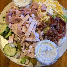 Chef salad with a side of blue cheese Chef salad with a side of blue cheese
