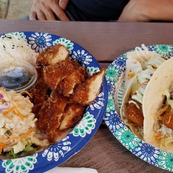 Sleeping Giant Grill - Habanero chicken and mochi fish tacos (each $13.99)- both very good but the chicken was my hubby's preferred dish - Seafood Near Me - Kapaa, Hawaii Sleeping Giant Grill - Habanero chicken and mochi fish tacos (each $13.99)- both very good but the chicken was my hubby's preferred dish - Seafood Near Me - Kapaa, Hawaii