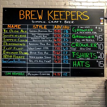Brew Keepers - Currently Serving and Prices - Brewpubs Near Me - Wheeling, West Virginia