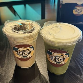 Lil T Cup Cafe - Ice cookie milk latte & ice Matcha latte with cold foam - Coffee & Tea Near Me - Aiea, Hawaii