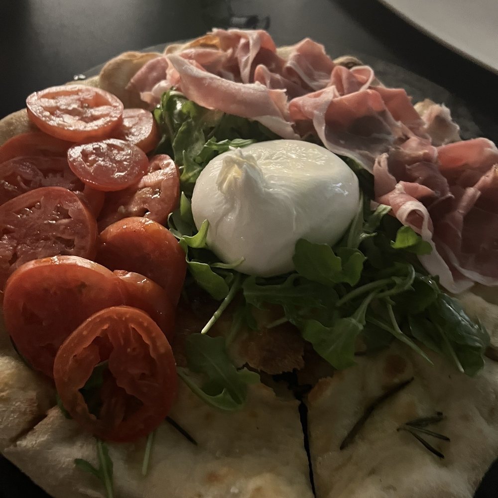 Focaccia with Mortadella e Burrata Focaccia with Mortadella e Burrata