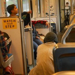 Valley Transportation Authority - Just your typical sitting on and blocking the stairs