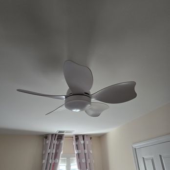 J.A.C Drywall - AFTER: Smooth ceiling (goodbye, popcorn texture!), fresh nursery paint, and a happy client! Ceiling fan replaced by another contractor. - Drywall Installation & Repair Near Me J.A.C Drywall - AFTER: Smooth ceiling (goodbye, popcorn texture!), fresh nursery paint, and a happy client! Ceiling fan replaced by another contractor. - Drywall Installation & Repair Near Me