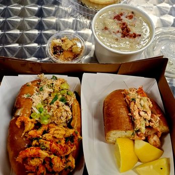 Fat Cheeks Hawaii - The Trio ($20.00) - Crab, Crawfish, & Lobster Roll. Clam Chowder ($4.00) on the top. - Sandwiches Near Me - Honolulu, Hawaii Fat Cheeks Hawaii - The Trio ($20.00) - Crab, Crawfish, & Lobster Roll. Clam Chowder ($4.00) on the top. - Sandwiches Near Me - Honolulu, Hawaii