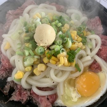 Sizzling Lunch - Beef udon with extra egg - Steakhouses Near Me - Cupertino, California Sizzling Lunch - Beef udon with extra egg - Steakhouses Near Me - Cupertino, California