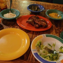Babe's Chicken Dinner House - Hickory Smoked Chicken Mashed Potatoes Green Salad Cream Gravy Grandma 's Corn Green Beans