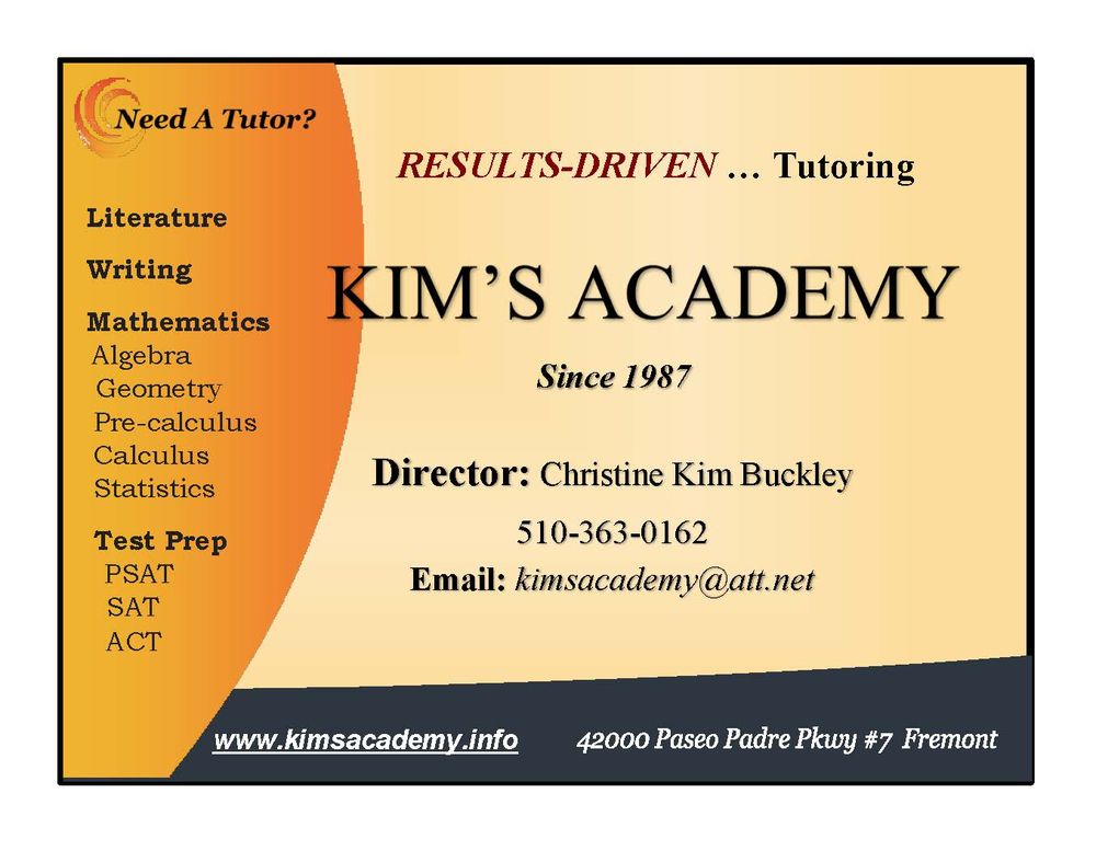 Kim's Academy - reading tutor in Fremont, CA