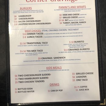 Corner cravings - Menu - Mexican Near Me - Topeka, Indiana Corner cravings - Menu - Mexican Near Me - Topeka, Indiana