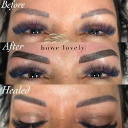 Howe Lovely - Powder brow correction. Prior work not done by me. Immediately before, after, and healed