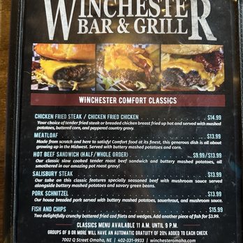 Winchester Bar & Grill - Comfort Classics - Bars Near Me - Omaha, Nebraska Winchester Bar & Grill - Comfort Classics - Bars Near Me - Omaha, Nebraska