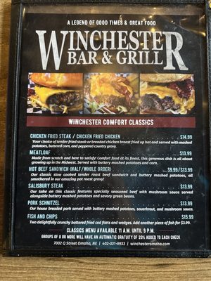 Menu photo 5 Winchester Bar & Grill Omaha, NE Menu photo 5 Winchester Bar & Grill Omaha, NE