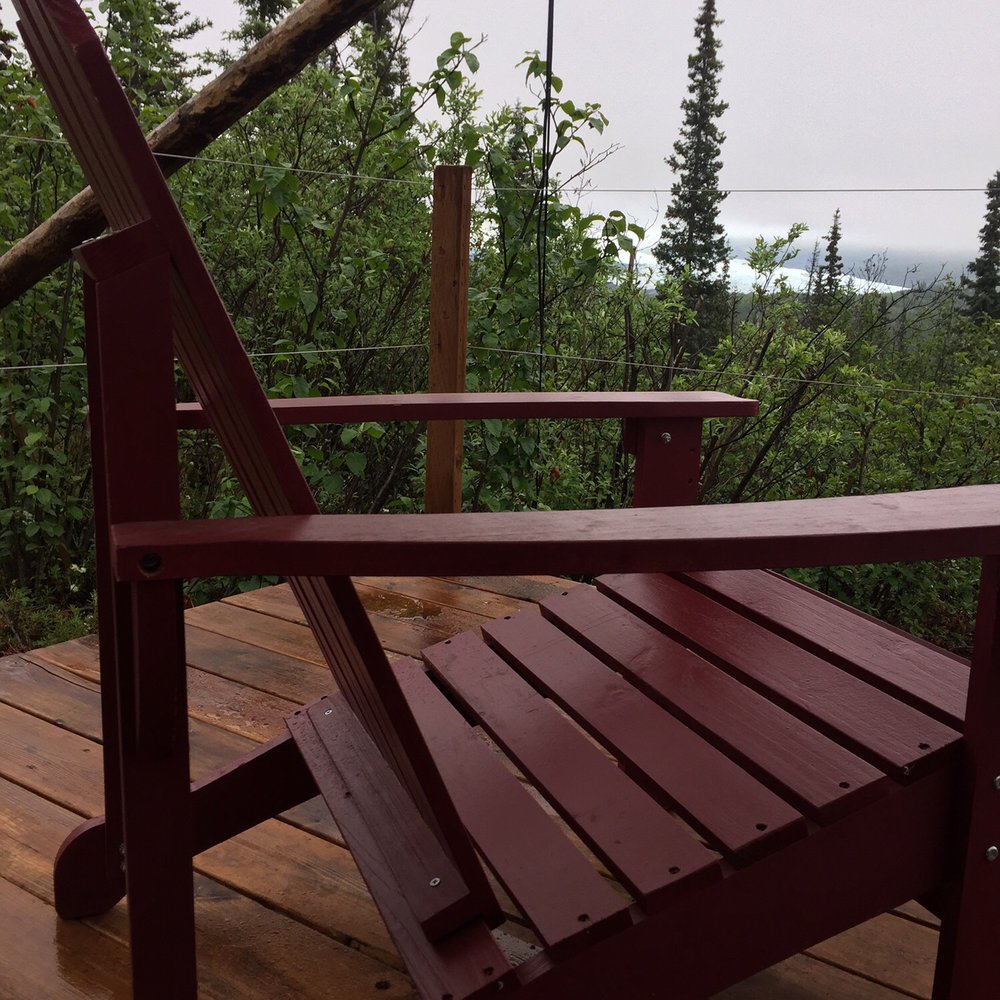 Alpenglow Luxury Camping - Chairs on porch to relax and view of the glaciers make it picturesque - Bed & Breakfast Near Me - Glacier View, Alaska Alpenglow Luxury Camping - Chairs on porch to relax and view of the glaciers make it picturesque - Bed & Breakfast Near Me - Glacier View, Alaska