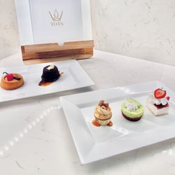 TOTS - Vanilla Bean Crème Brûlée Tart, Molten Lava Cake, Salted Caramel Bourbon Cupcake, Key Lime Cheesecake Bite, Strawberry Shortcake