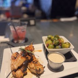 Burn By Rocky Patel - Chicken skewers and brussel sprouts