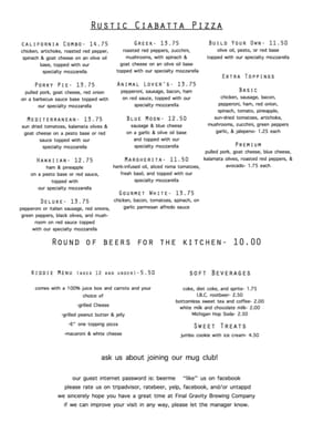 Menu photo 2 Final Gravity Brewing Company Decatur, MI