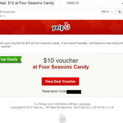 Four Seasons Candy - They took down the deal after the incident. But here's the proof that I was suppose to redeem $10 instead of $5