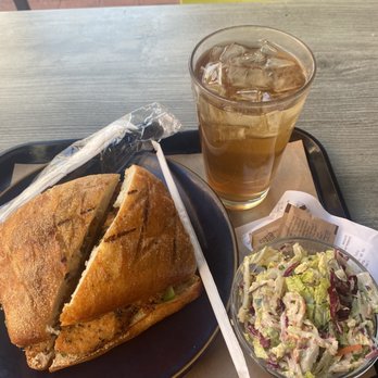 Teaism Penn Quarter - Panko crusted chicken sandwhich with Asian slaw and Lavender Lemon Mint iced tea - Asian Fusion Near Me - Washington, DC, District of Columbia
