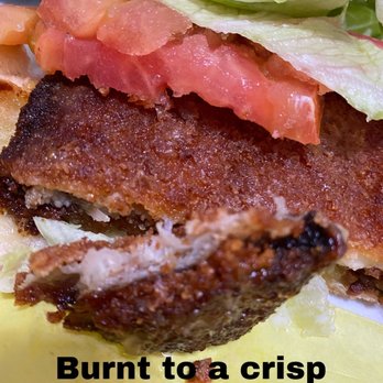 Flame's - Way over done fish burger. I saw more burnt crust than fish. Super bummed because I wanted a fish burger so bad but don't to McD's! - American Near Me - Lakewood, California