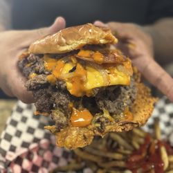 Overflow Craft Eatery - 4x4 smash burgers with skirt cheese and bacon