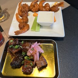 Buffalo Shrimp and Burnt Ends
