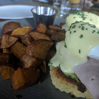 Shaker + Spear - Crab benedict. Teh potatoes were incredible, ask for the garlic dip that comes with the fried chips on the side. - Seafood Near Me - Seattle, Washington Shaker + Spear - Crab benedict. Teh potatoes were incredible, ask for the garlic dip that comes with the fried chips on the side. - Seafood Near Me - Seattle, Washington