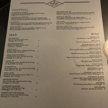 Heritage Tavern - Drink menu - New American Near Me - Madison, Wisconsin